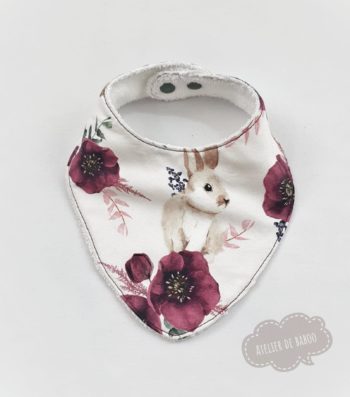 Bavoir bandana Lapin fleuri