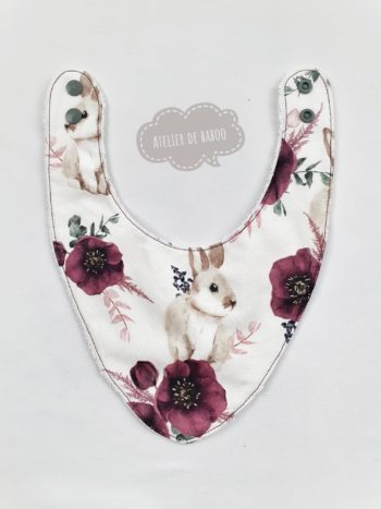 Bavoir bandana Lapin fleuri2